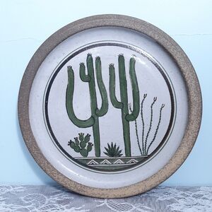 Jane Moore 10" Cactus Dinner Plate Hand Thrown Studio Art Pottery Made In Jerome